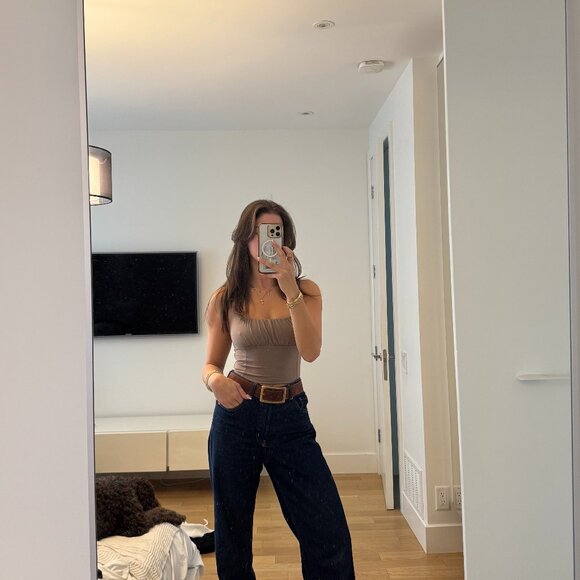 Aritzia Wilfred Free Gathered Orbit Tank Top – Taupe / Size XS - Picture 1 of 3